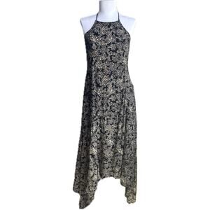 ABERCROMBIE‎ & FITCH Y2K Floral Print High Neck Racerback Midi Dress SZ XS Boho